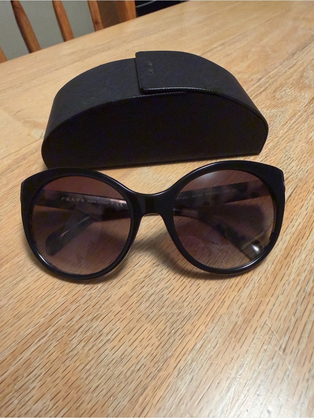 Prada Black Tortoise Oversized Cat Eye Sunglasses SPR230